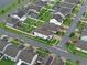 Aerial shot emphasizing backyard features, including a garden, pool, and a neatly manicured lawn at 10078 Hampshire Oaks Dr, Orlando, FL 32825