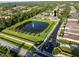 Aerial view of home surrounded by a well-kept community pond and landscaping at 1171 Lebanon Ct, Sanford, FL 32771