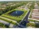 Wide aerial showcasing the community pond and surrounding residences at 1171 Lebanon Ct, Sanford, FL 32771