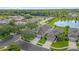 An aerial view of homes near a tranquil pond with a fountain feature at 1171 Lebanon Ct, Sanford, FL 32771