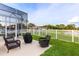 Relaxing patio space with wicker furniture, a fire pit, and a view of the fenced backyard at 1171 Lebanon Ct, Sanford, FL 32771