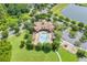 Aerial view of community amenities including a swimming pool, clubhouse, and lush landscaping at 15208 Avenue Of The Arbors, Winter Garden, FL 34787