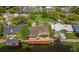 Aerial view of property showcasing private dock, lush yard and neighborhood at 1721 Perch Ln, Sanford, FL 32771
