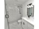 Updated bathroom with marble shower, modern vanity with black fixtures, and stylish lighting at 2549 Gress Ln, Lakeland, FL 33805