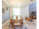 A view of the dining room area with modern decorations, a glass table, and decorative rug at 2924 Protagonist St, Kissimmee, FL 34746