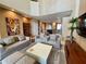 Open concept living room with plush seating, neutral decor, and seamless flow to kitchen at 3235 Brasilia Ave, Kissimmee, FL 34747