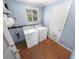 Bright laundry room with modern washer and dryer and shelving for convenience at 328 E Minnehaha Ave, Clermont, FL 34711