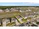 Aerial view of a residential neighborhood with a yellow house outline at 4223 Little Owl Ln, Kissimmee, FL 34746