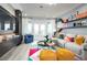 Stylish living room with a comfortable sectional, colorful rug, and open floor plan at 842 Creeping Fig St, Apopka, FL 32703