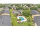 Aerial view showcasing the community pool, tennis courts, and well-maintained landscaping at 9900 Sweepstakes Ln # 1, Orlando, FL 32837