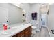 Bathroom with dual sink vanity and walk-in shower at 1154 Kerwood Cir, Oviedo, FL 32765