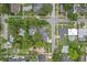 A bird's-eye view of a charming neighborhood, featuring tree-lined streets, swimming pools, and well-maintained properties at 1519 N Westmoreland Dr, Orlando, FL 32804