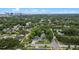 Aerial view of the neighborhood showcasing mature trees, well-kept homes, and the city skyline in the distance at 1519 N Westmoreland Dr, Orlando, FL 32804