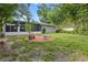 Landscaped backyard features a brick patio, lush greenery, and screened in porch at 1519 N Westmoreland Dr, Orlando, FL 32804