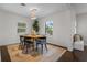 Bright dining room featuring a modern chandelier, dark wood floors, and a natural fiber rug at 1519 N Westmoreland Dr, Orlando, FL 32804