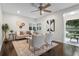 Bright living room featuring a decorative rug, ceiling fan, and large windows at 1519 N Westmoreland Dr, Orlando, FL 32804