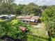 Backyard aerial shot with fenced in yard and storage shed at 1901 Loch Berry Rd, Winter Park, FL 32792