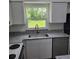 Kitchen features granite counters, stainless steel dishwasher and window view to backyard at 3305 Robinson St, Zellwood, FL 32798