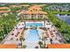Aerial view showcasing the large swimming pools and lush landscaping, perfect for relaxation and outdoor enjoyment at 5467 Vineland Rd # 6110, Orlando, FL 32811