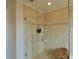 Tiled shower with glass door, rainfall shower head and built-in shelves at 9257 Outlook Rock Trl, Windermere, FL 34786
