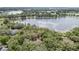 Aerial view of a home surrounded by lush trees near a serene lake at 137 Hickory Ridge Cir, Lake Mary, FL 32746