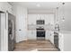 Modern kitchen featuring all-white cabinets and stainless steel appliances for a sleek and stylish look at 16730 Sw 50Th Cir, Ocala, FL 34473