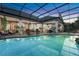 Expansive screened-in pool with attached covered patio and lush tropical landscaping at 1810 Oakbrook Dr, Longwood, FL 32779