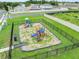 Community playground with slides and play equipment surrounded by a black metal fence at 2620 Waterline St, Kissimmee, FL 34743