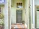 Front door of home with decorative tile and interesting window feature at 451 Acacia Tree Way, Kissimmee, FL 34758