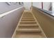 Carpeted staircase leading upstairs with handrails on either side, enhancing the home's accessibility and safety at 730 Siena Palm Dr # 201, Celebration, FL 34747