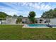 Spacious backyard with a pool, covered patio, and lush lawn, perfect for outdoor entertaining at 1328 Vassar St, Orlando, FL 32804