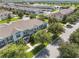 Beautiful aerial view of townhomes in a well-maintained community near a lake with mature trees along the streets at 15477 Blackbead St, Winter Garden, FL 34787