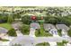 Aerial view of a neighborhood showcasing well-maintained homes and lush landscaping in a residential area at 3281 Saloman Ln, Clermont, FL 34711