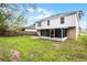 Spacious backyard featuring a screened-in porch, lush grass, and a sturdy wooden fence at 4519 Willamette Cir, Orlando, FL 32826