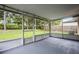 A view of the empty screened-in porch and the backyard at 4519 Willamette Cir, Orlando, FL 32826