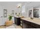 Bathroom featuring double vanities, neutral decor, shuttered window, and tile flooring at 888 Wakulla Ln, Winter Springs, FL 32708