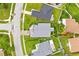 Bird's eye view of house, lush green yard, and neighboring homes, showcasing the neighborhood layout at 1028 Ocala Woods Ln, Orlando, FL 32824