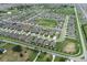 Vast aerial perspective of a Primary-planned community highlighting the uniform housing, landscaping, and neighborhood streets at 1061 Citrus Landings Blvd, Davenport, FL 33837