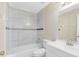 Updated bathroom featuring modern tile, a bathtub, and a sleek vanity at 139 Andrews Rd, Sanford, FL 32773