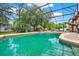 Screened-in pool features a sun-drenched area with lush greenery, and tranquil water at 2313 Pesaro Cir, Ocoee, FL 34761