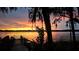 Gorgeous sunset reflecting on the lake, seen from a wooden dock draped with Spanish moss and trees at 2908 Lee Shore Loop, Orlando, FL 32820