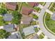 An aerial view showcases the neighborhood layout with tidy homes, lush greenery, and well-maintained streets at 2913 Wilshire Rd, Clermont, FL 34714