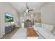 Open concept living area leading to the kitchen with an island and breakfast bar at 405 Courtlea Park Dr, Winter Garden, FL 34787