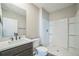 Bathroom with a modern sink, toilet and walk-in shower at 129 Eagleview Loop, Davenport, FL 33837