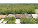 Aerial view of a home with screened-in pool nestled in a neighborhood near a lake and scenic wooded preserve at 14306 Paradise Tree Dr, Orlando, FL 32828