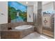 Spa-like bathroom with tiled shower and soaking tub at 19232 Somerset St, Orlando, FL 32833