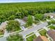 Aerial view of a residential street with well-spaced homes, lush greenery, and tree-lined landscapes at 3390 Cypress Point Cir, St Cloud, FL 34772