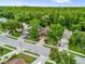 Aerial view of a neighborhood street featuring well-maintained homes with mature trees and manicured lawns at 3390 Cypress Point Cir, St Cloud, FL 34772