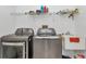 Well-lit laundry room with side-by-side washer and dryer and a laundry sink with shelving at 40533 E 8Th Ave, Umatilla, FL 32784