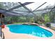Sparkling screened-in pool with an attached spa offers a refreshing escape with serene views of lush greenery at 4933 Round Lake Rd, Apopka, FL 32712